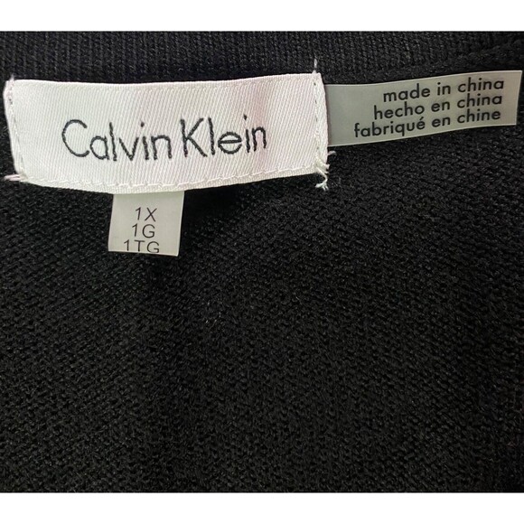 Calvin Klein Asymmetrical Striped Split Side Hem Pullover Crewneck Sweater Sz 1X - Picture 2 of 11